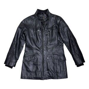 DANIER GENUINE LEATHER Luxury Designer Casual Leather Coat Womens Small